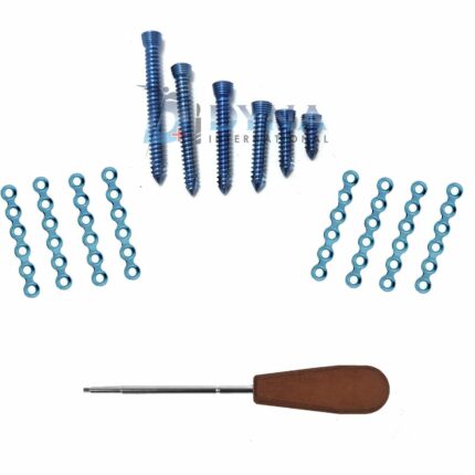 Craniomaxillofacial Mini Locking Straight Plates & Self Drilling Screws 29 Pcs