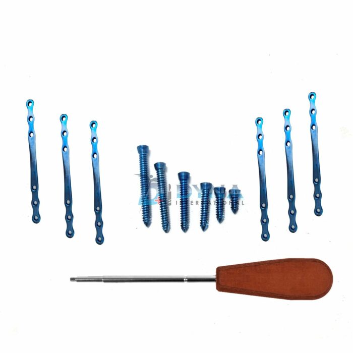 Veterinary 2.0mm Locking Mini Straight Bridge Plates 5-10H & Screws 73 Pcs Set
