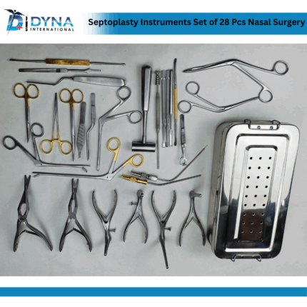 28 Piece Nasal Surgery Instrument Set for Septoplasty of German Quality Comprehensive set of 28 instruments for septoplasty designed for precise nasal surgeries. This set of high-quality German stainless steel tools includes everything you need to successfully correct nasal septum deviations. Ideal for ENT and plastic surgery professionals.